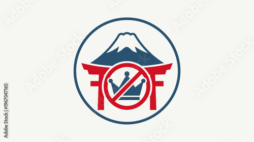 Symbol of Mount Fuji with a Crossed-Out Crown