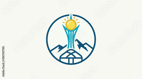 Stylized Kazakh Symbol on White Background