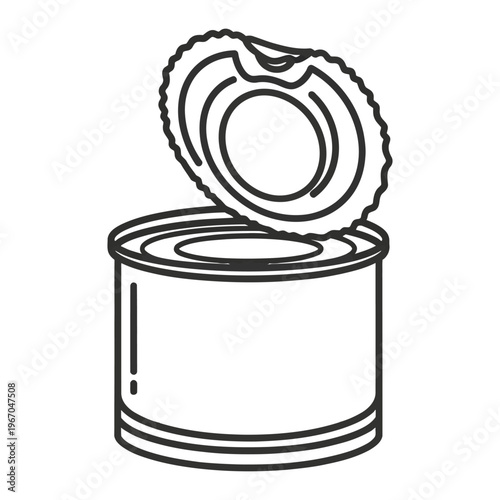 Minimalist Canned Food Icon – Open Tin Line Art Vector for Grocery and UI Design 