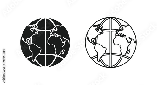 black and white illustrations of the earth Vector
