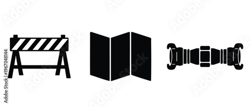 Safety barrier map and hose connector icons