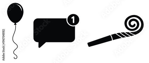 Party balloon notification and party blower icons