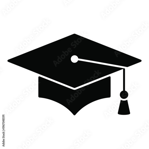Graduation Cap Education Degree Silhouette Icon for Academic Achievement University and Learning Concepts