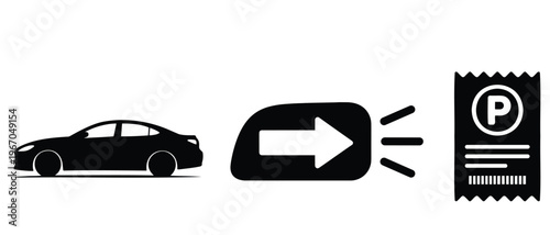 Car turn signal and parking ticket icons