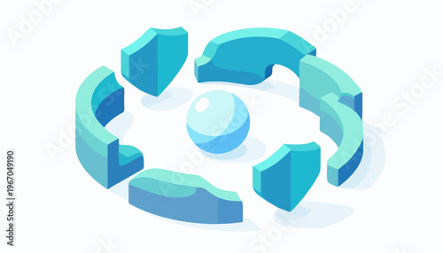 abstract protective blue forms cluster vector illustration