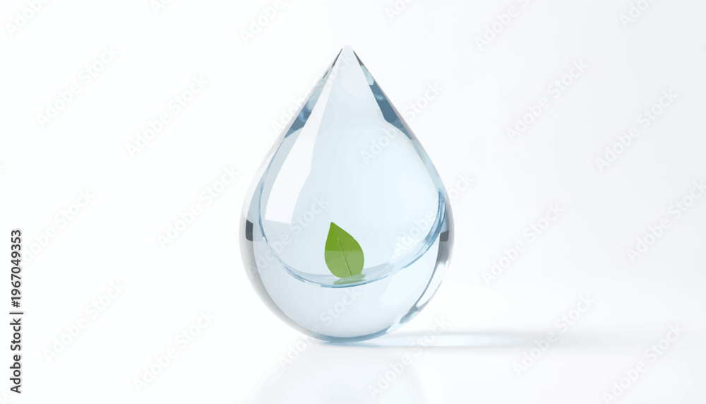 Obraz premium Close-up of a large teardrop-shaped glass object on a white background vector illustration