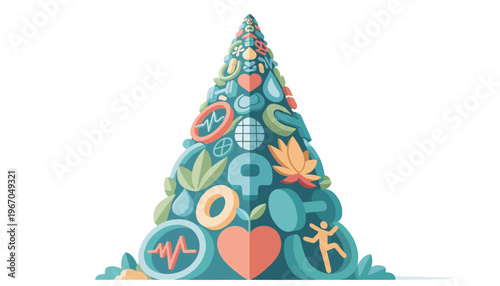 healthcare, medical, flat design vector illustration of growing plants with ecg heartbeat