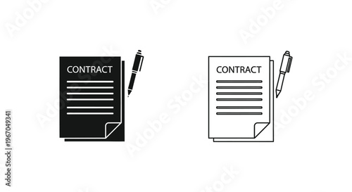 two contracts with pens on a white background Vector
