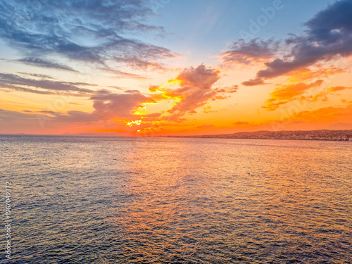 Sunset and clouds over the ocean