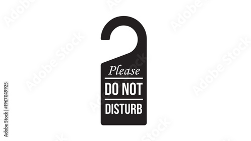 Do Not Disturb door hanger sign with black text and white accents, indicating privacy for hotel rooms and offices