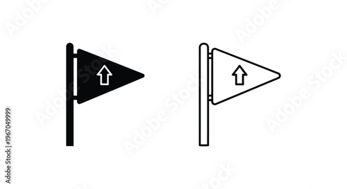 Two flags with arrows pointing upwards on a pole Vector
