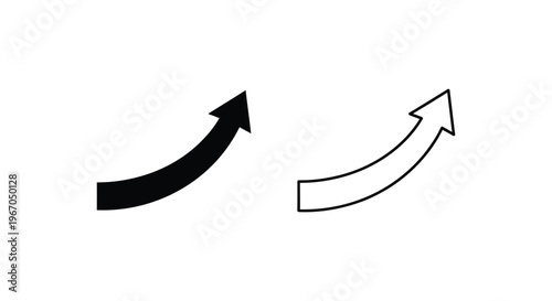 black and white curved arrows pointing upwards to the right Vector