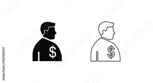 two businessmen with dollar signs on their shirts Vector