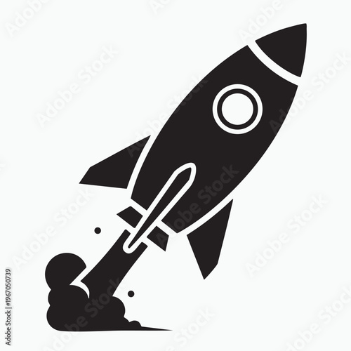 Rocket ship launching with smoke trail as PNG element