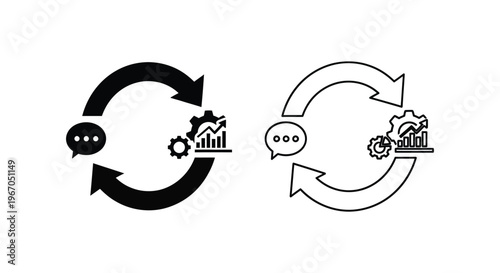 a circular process of business communication and data analysis Vector