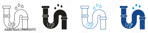 Clogged pipe icon set, Blocked drain symbol .Vector illustration.