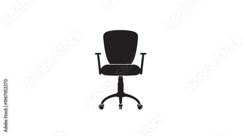 Office chair black silhouette with adjustable height and armrests on a white background featuring furniture, interior design, modern with comfortable