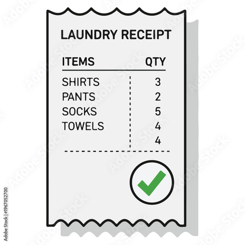 Laundry Service Receipt Flat Vector Design Template