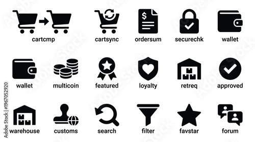 Collection of ecommerce and business icons
