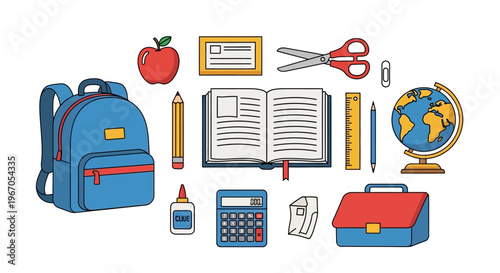 School Supplies and Backpack - Back to School Concept