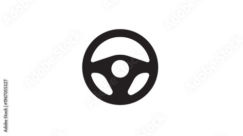 Steering wheel icon, representing control, navigation, and automotive themes, rendered in a simple black silhouette on a white background.