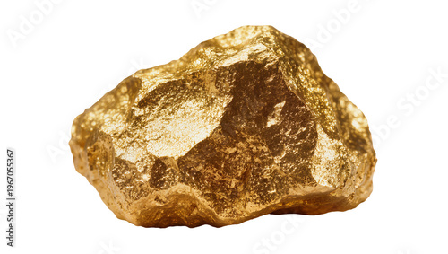 Photos Rough golden nugget with textured surface, isolated on transparent background