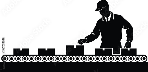 Factory worker inspecting production line industrial labor and manufacturing process