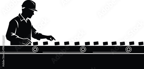 Dedicated factory worker operating machinery industrial labor and manufacturing process