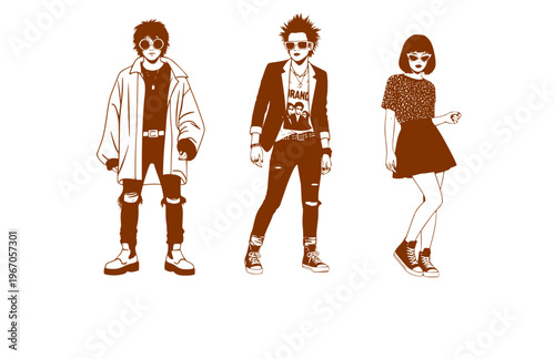 Pop Star Celebrity Fashion Silhouette Sticker, Indie Sleaze Sunglasses Vector, Modern Subculture Music Icon Illustration