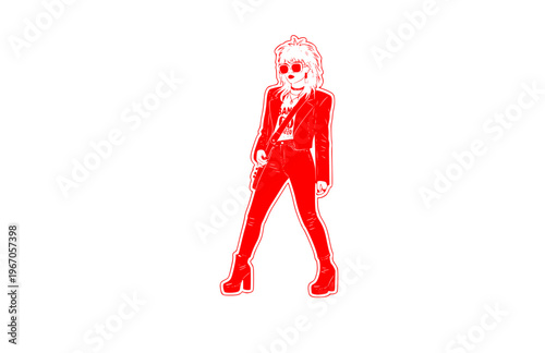 Pop Star Celebrity Fashion Silhouette Sticker, Indie Sleaze Sunglasses Vector, Modern Subculture Music Icon Illustration