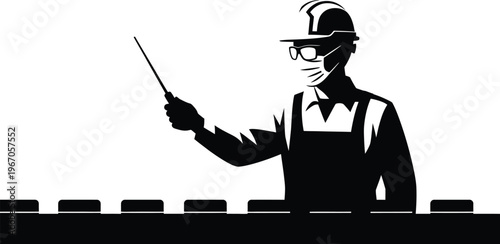 Dedicated factory worker inspecting products on assembly line industrial labor