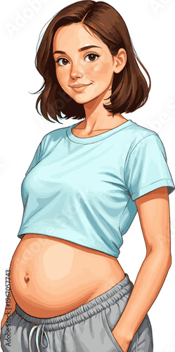 Isolated a realistic kinds of deferent Woman in her 20s (clean and innocent type) - chubby belly vector art with white background