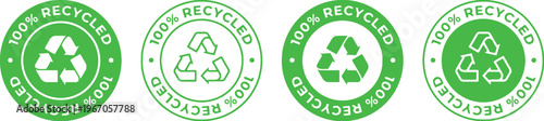 Four green recycle symbols promoting environmental responsibility and sustainable practices