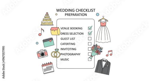 Wedding Planning Checklist: Venue, Dress, Guest List, Catering, Invitations, Photography, Music
