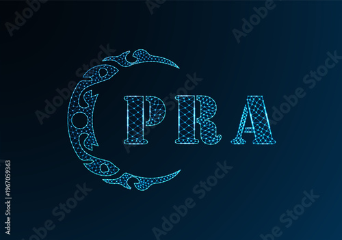 Low poly letter logo PRA design. PRA letter logo low poly vector design on blue color gradient background. PRA logo low poly design