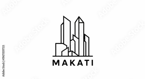 Minimalist line art logo of a city skyline with text below