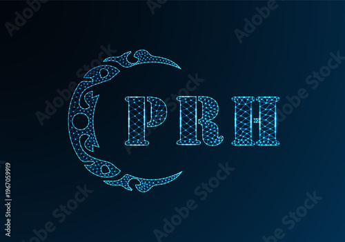 Low poly letter logo PRH design. PRH letter logo low poly vector design on blue color gradient background. PRH logo low poly design
