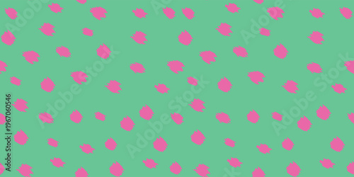 Abstract Bambi print pattern with bold pink brush strokes on mint green background