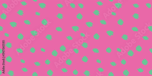 Contemporary fawn spot pattern with mint green brush strokes on hot pink background