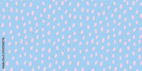 Minimalist Bambi print pattern with soft pink fawn spots on pastel blue background