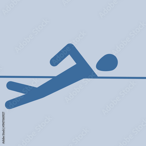 Abstract figure of a person swimming in a blue background  