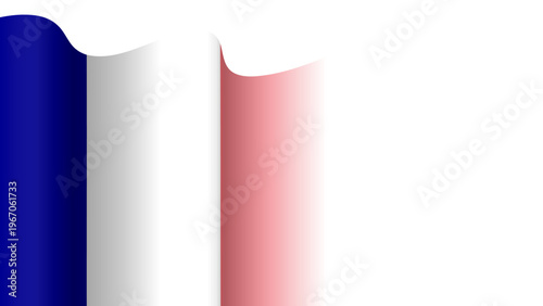 Vector waving Flag of the French Republic. Waving France flag with empty, blank, copy space on transparent background. Design element for presentation, banner, advertisement, web. Place for text