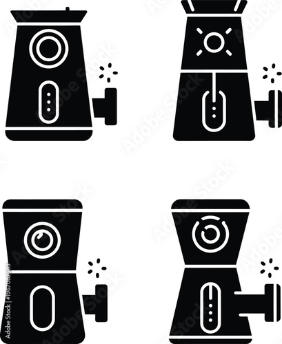 Set of Meat Grinder Vector Icons for Kitchen Appliance Design, Electric Food Mincer Scalable Symbols