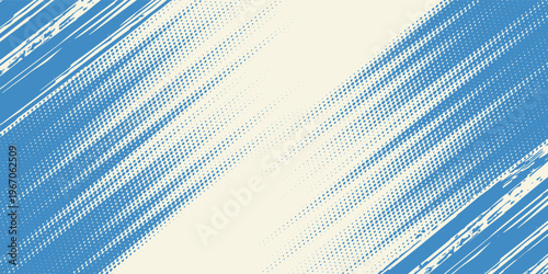 Grunge grainy blue brush stroke with spray texture. Hand drawn distress damaged vintage banner with zigzag bold line. Rough thick brush stroke texture. Spray paint effect vector background.