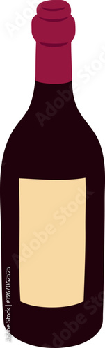 A bottle of dark glass wine, sealed, with empty packaging.