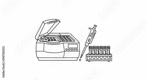 Laboratory equipment with a pipette dispensing fluid into test tubes