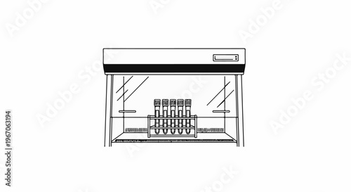 Laboratory equipment with test tubes in a clean room setup