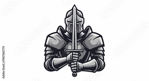 Medieval warrior in full armor holding a sword