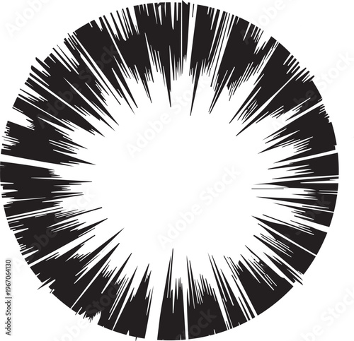 Cartoon radial frame. Manga comic strip and action anime motion graphic asset, burst effect, speed and velocity graphic elements. Vector isolated set.