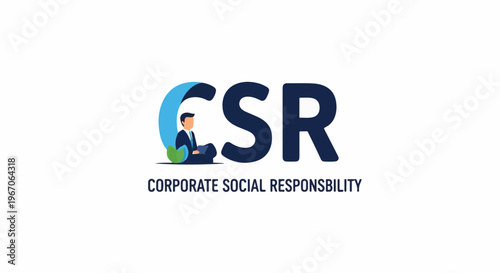 Modern flat illustration of CSR logo with man and plant